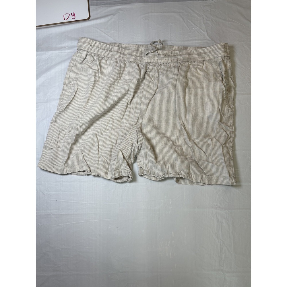 Womens Intro. Love the Fit  striped shorts w/drawstring, size 3X, tan/white‎